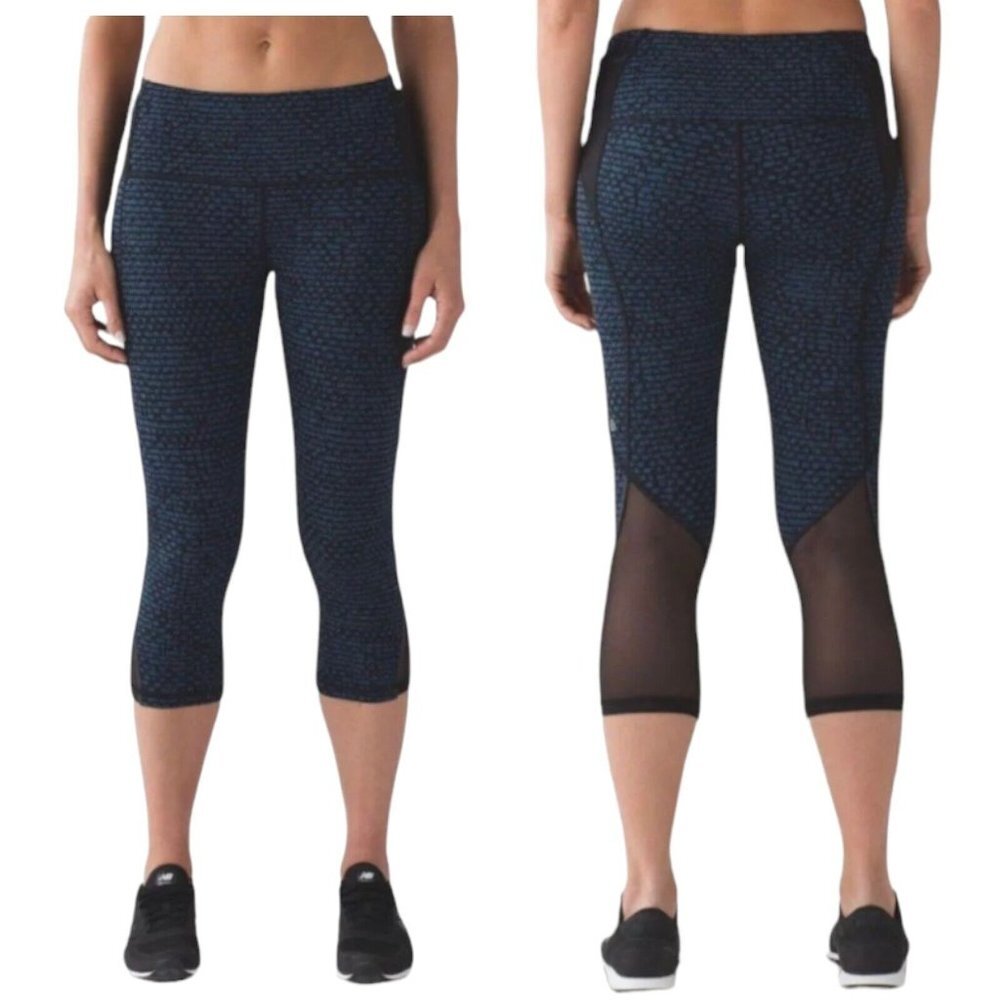 Lululemon Leggings Size 4  Womens Free Runner Crop 20" Mesh Back‎ Blue